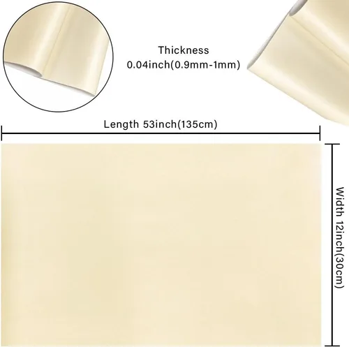 Miniatura 4 de HYANG - Hojas de piel sintética de color liso beige, 1 rollo de 12 x 53 pulgadas, piel sintética ideal para hacer proyectos de manualidades hechos a
