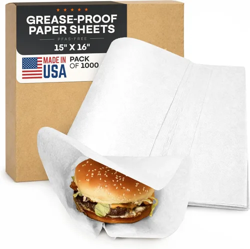 Miniatura 13 de IDL Packaging Hojas de papel a prueba de grasa de 12 x 12 pulgadas sin PFAS, paquete de 1000, papel kraft natural, forros para bandejas de alimentos