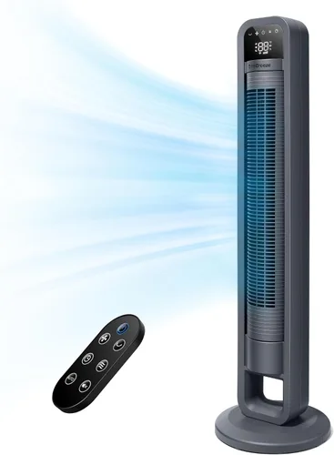Miniatura 8 de OmniBreeze Ventilador de torre eléctrico manual, de 28 pulgadas, 3 velocidades con oscilación, control mecánico, ventiladores de piso sin aspas