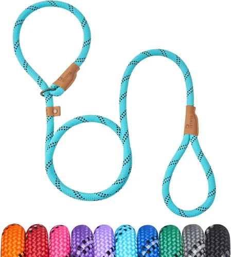 Miniatura 22 de Correa deslizante de 5 pies para perro, correa de cuerda resistente para perros pequeños, medianos y grandes, correa de entrenamiento sin tirones