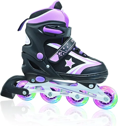 Miniatura 8 de Patines en línea para niños, niñas y jóvenes, todas las ruedas iluminadas con marco de aluminio para principiantes de 5 a 12 años, perfectos