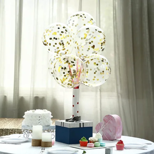 Miniatura 4 de Bezente - Globos de 12 pulgadas de látex con confeti para bodas, graduaciones, despedidas de soltera y cumpleaños, aptos para helio, dorado, 60