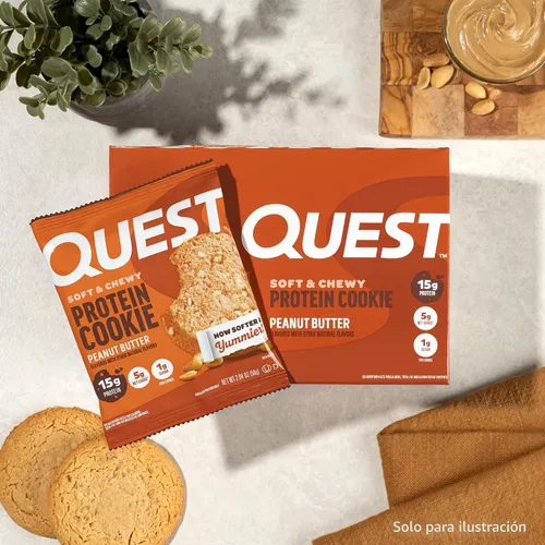 Miniatura 7 de Quest Nutrition Galleta de proteínas de mantequilla de cacahuete, 15g de proteínas, 1g de azúcar, 5g de carbohidratos netos, apta para dieta Keto