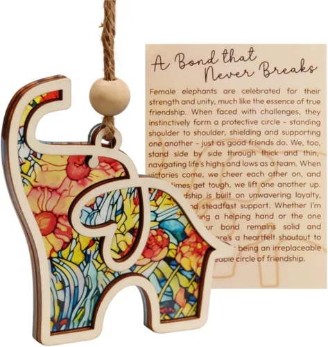 Miniatura 10 de Adorno de elefante de la amistad con tarjeta de regalo, regalos de cumpleaños para mejores amigas para mujeres, adorno colgante decorativo