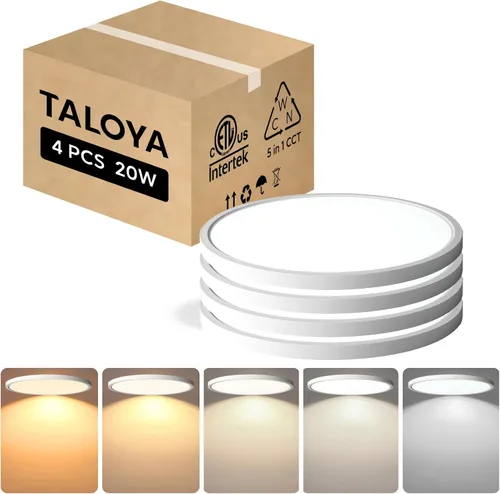 Miniatura 24 de TALOYA Lámpara de techo regulable de montaje empotrado, 10 pulgadas, 20 W, 5 CCT, lámpara de techo LED para dormitorio, cocina, sala de estar