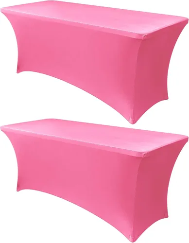 Miniatura 34 de Obstal Funda de mesa de elastano elástica de 4 pies para mesas plegables estándar, paquete de 2 manteles rectangulares universales ajustables