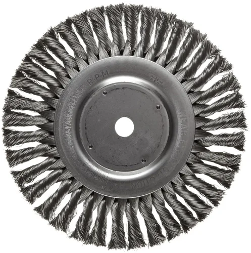 Miniatura 7 de Weiler 08145 Rueda de alambre de nudo torcido estándar de 8 pulgadas, relleno de acero de 0.016 pulgadas, orificio de eje de 5/8 pulgadas, fabricado