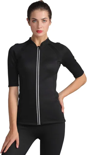 Miniatura 4 de Camisa de sauna para mujer, sudadera de neopreno para adelgazar, moldeador de cintura, neopreno, camisa de sauna con cremallera
