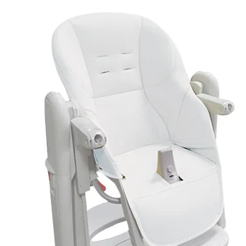 LAFANDE Fundas para silla alta para bebé, cojín para silla de comedor de bebé, funda de piel sintética con acolchado para silla de comedor Peg Blanco