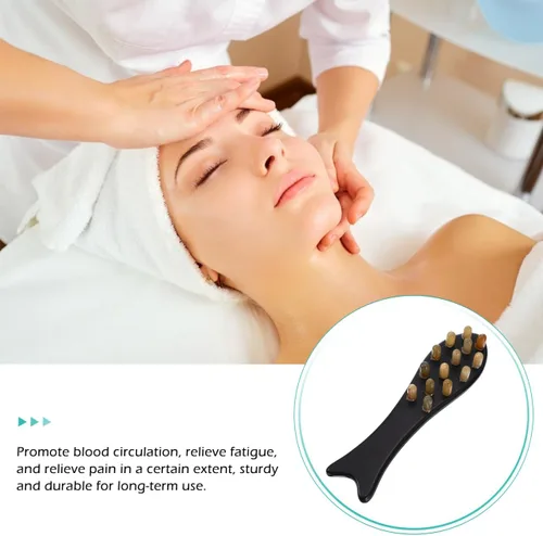 Miniatura 9 de Healifty Masajeador de cabeza de peine de cuerno de buey, herramienta de masaje Guasha, terapia de peine de pelo, tratamiento de punto de activación