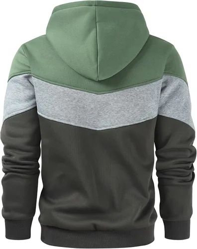 Miniatura 3 de Gesean Sudadera con capucha, de manga larga, para hombre, diseño de bloque de color, estilo informal, con bolsillo