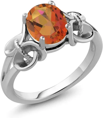 Miniatura 49 de Gem Stone King Anillo de compromiso ovalado con piedra natal para mujer, plata de ley 925, ovalado de 0.354 x 0.276 in, anillo de compromiso