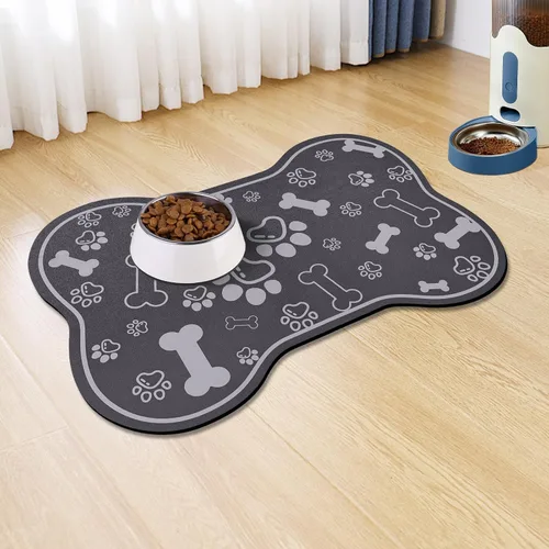 Miniatura 8 de Alfombrilla para Comida de Perros y Gatos, Alfombrilla para Alimentación de Mascotas de Absorción Rápida, Alfombrilla para Perros en Forma de Hueso
