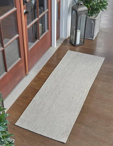 Miniatura 79 de Unique Loom Collection Alfombra de Área Plana Casual de Transición Sólida Jaspeada para Interiores/Exteriores (Pasillo 2' x 6' 1", Azul/Azul Marino)