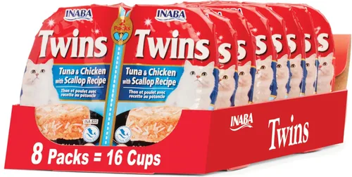 Miniatura 11 de INABA Gemelos para gatos, plato de gelée de pollo rallado y caldo con extracto de té verde, 1.23 onzas por porción, 16 porciones, receta de atún