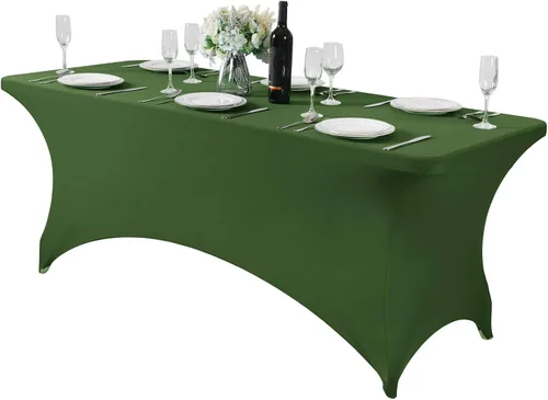 Miniatura 116 de Mantel de elastano para mesas de 4, 6 u 8 pies, mantel elástico universal ajustable para fiestas, banquetes, bodas y eventos - Verde manzana