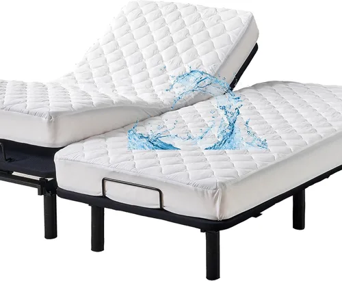 Miniatura 8 de Protector de colchón acolchado impermeable tamaño matrimonial para colchón de aire, suave, silencioso, funda de colchón ajustada con bolsillo