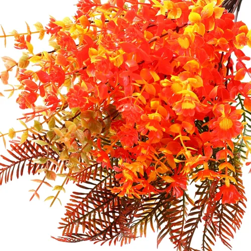 Miniatura 5 de Geosar 24 paquetes de flores artificiales de otoño para exteriores, resistentes a los rayos UV, flores amarillas y naranjas, flores falsas