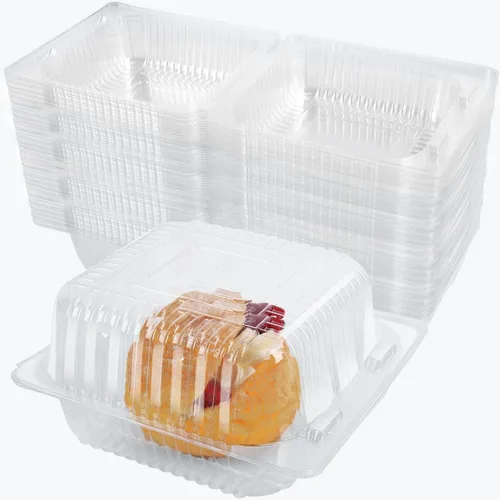 Miniatura 8 de 100 Piezas Recipientes de Plástico Transparente para Llevar, Recipiente Desechable Tipo Almeja para Postres con Tapa, para Ensaladas, Pasta