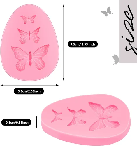 Miniatura 2 de Boao 2 moldes de silicona de mariposa, mini molde de fondant para hornear, herramienta de decoración de cupcakes, bandejas de chocolate