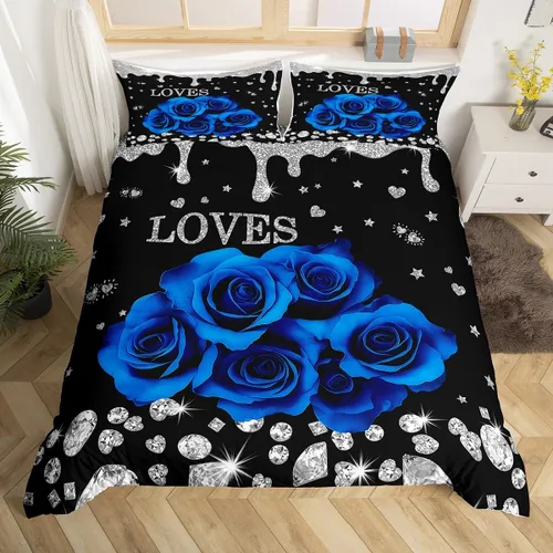 Miniatura 14 de Juego de funda de edredón para parejas, juego de ropa de cama de corazón de amor rojo, juego de funda de edredón romántica para boda, regalo