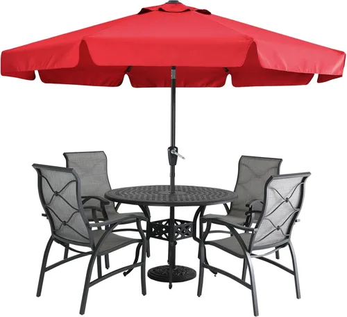 MASTERCANOPY Sombrilla de Patio Valance para Mesa de Exterior Tipo Market - 8 Varillas (10 pies, Rojo)