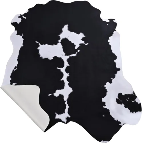 Miniatura 7 de Comeet Alfombra de piel de vaca sintética de 4 x 3 pies, alfombra de vaca mediana con estampado de vaca gruesa, antideslizante, alfombra de área