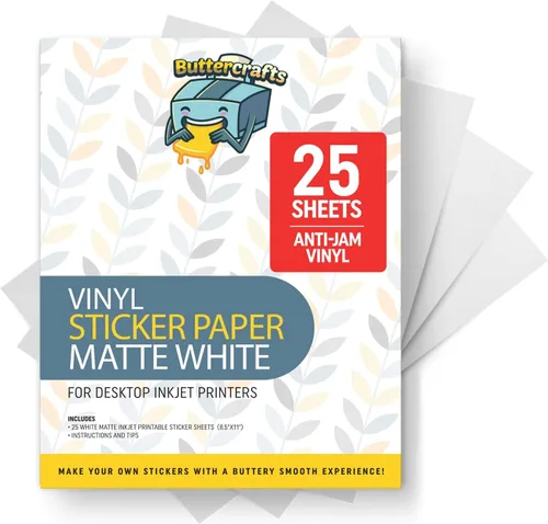 Miniatura 19 de Papel adhesivo de vinilo imprimible brillante, impermeable, 25 hojas de 8.5 x 11 pulgadas, impresora de inyección de tinta
