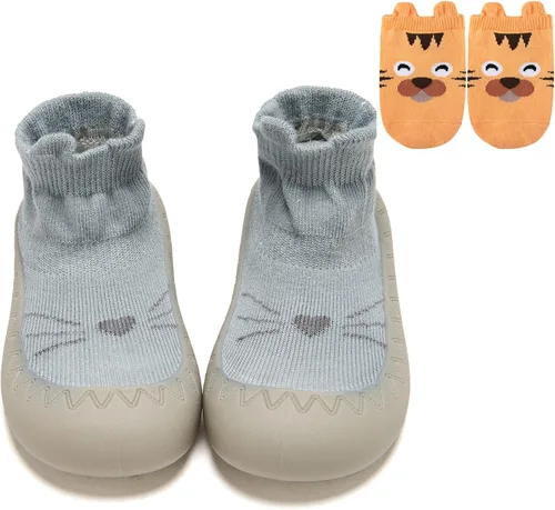 vkxqtep Baby Sock Shoes Toddler Cartoon Rubber Sole Soft Non Slip Floor Slipper for Infant Boys Girls First Walking Indoor Baby Shoes