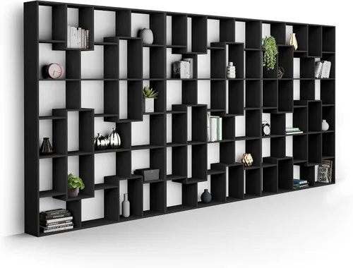 Miniatura 85 de Mobili Fiver, Iacopo XS Estantería con puertas de panel (63.31 x 31.5 pulgadas), color negro Ashwood, Made in Italy