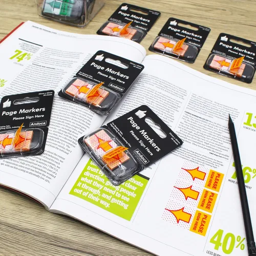 Miniatura 5 de Banderas de mensaje por favor firme aquí, 100 páginas en total, 0.98 x 1.77 pulgadas de ancho, fácil de publicar, 50 banderas/dispensador, amarillo