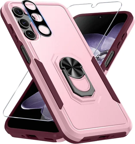 Miniatura 31 de Janmitta Funda compatible con Samsung Galaxy A14 5G con protector de pantalla + protector de lente de cámara, funda resistente de servicio pesado