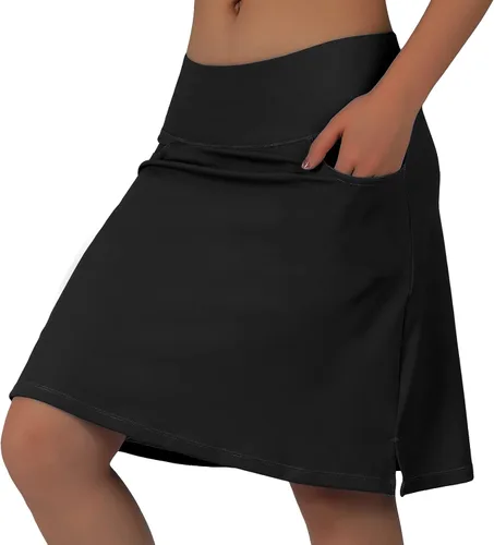beroy Faldas cortas para mujer, falda de 20 pulgadas hasta la rodilla para mujer, falda deportiva con pantalones cortos