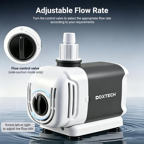 Miniatura 3 de Boxtech Bomba de agua para acuario, bomba de fuente de doble uso de 265 GPH - Sumergible de 15 W/externa con 3 boquillas de salida para acuarios