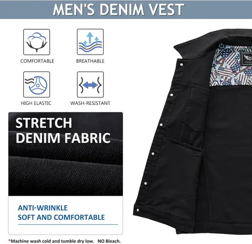 Miniatura 4 de Chaleco de mezclilla para hombre, a la moda, elástico, camionero, sin mangas, ropa de abrigo