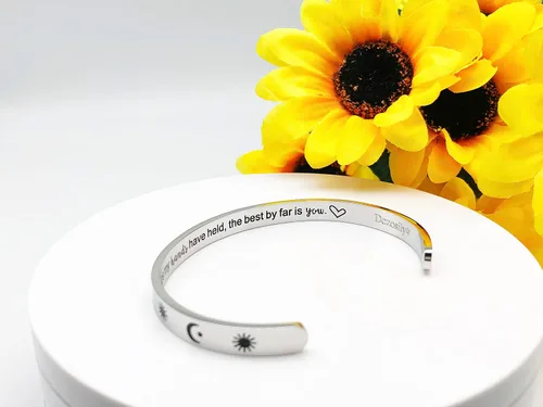 Miniatura 356 de Pulseras inspiradoras para mujer, joyería de acero inoxidable, con refranes, pulsera motivacional con mensaje oculto, pulseras grabadas para mejor