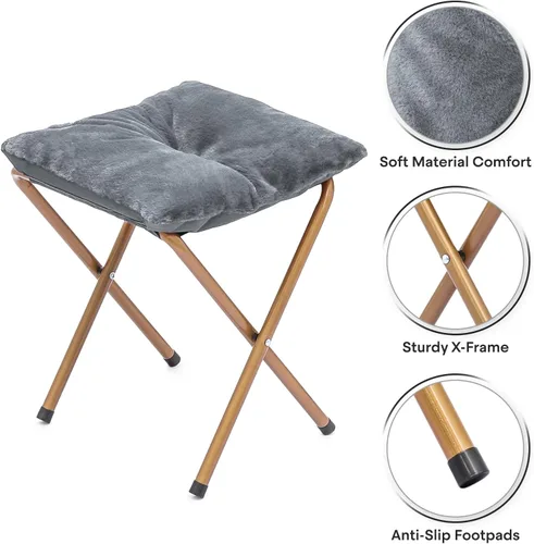 Miniatura 5 de Cómoda silla platillo para adultos, silla plegable de piel sintética suave con reposapiés, marco de metal, acogedora silla perezosa cuadrada de gran