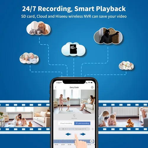 Miniatura 9 de Hiseeu Cámara de seguridad inalámbrica Pro de 5 MP para exteriores, seguridad del hogar, visión nocturna a color, WiFi de 2.4 GHz y 5 GHz, tarjeta