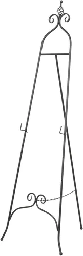 Deco 79 Caballete de exhibición de metal ajustable de 3 niveles con soporte de cadena y acabado en remolino, soporte de exhibición de 21 x 23 x 63