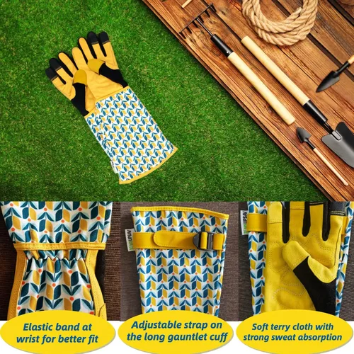 Miniatura 2 de Guantes Largos de Jardinería, Resistentes a Espinas y Pinchazos, Guantes Protectores para Rosas y Cactus para Jardinero, Regalos Tuilp