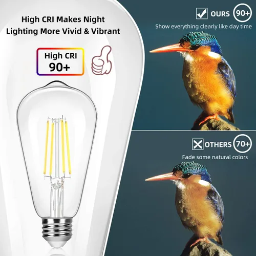 Miniatura 4 de Paquete de 4 bombillas LED Edison vintage ST64 de 8 W, equivalente a 100 W, 1400 lúmenes, luz blanca diurna de 5000 K, bombillas de filamento LED