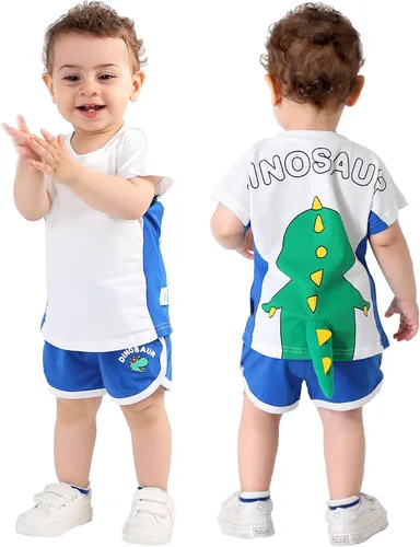 TONWHAR Camiseta unisex con estampado de animales, 2 piezas, de algodón, de manga corta, para el verano