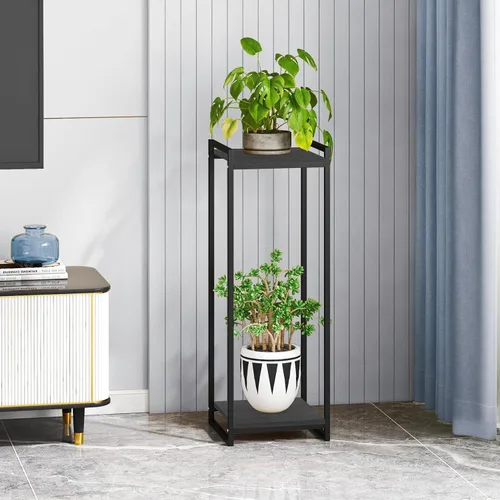 Miniatura 4 de Soporte para plantas de 2 niveles para interiores, estante moderno de 34 pulgadas de alto, organizador de macetas de esquina para sala de estar