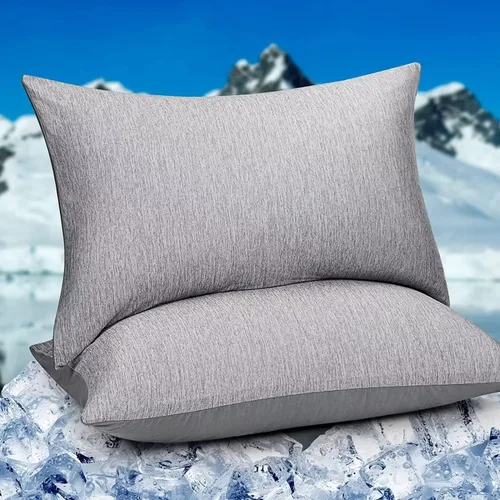 Miniatura 14 de HOMFINE Fundas de almohada refrescantes de tamaño estándar - Fibra de enfriamiento Q-Max 0.439 de doble cara para protector de almohada, funda