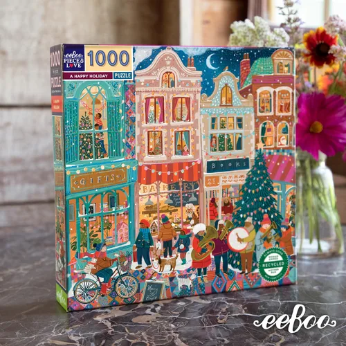 Miniatura 12 de eeBoo Rompecabezas de 1000 piezas - Un rompecabezas de vacaciones felices para adultos, cuadrado de 23 x 23 pulgadas, hecho con tablero reciclado