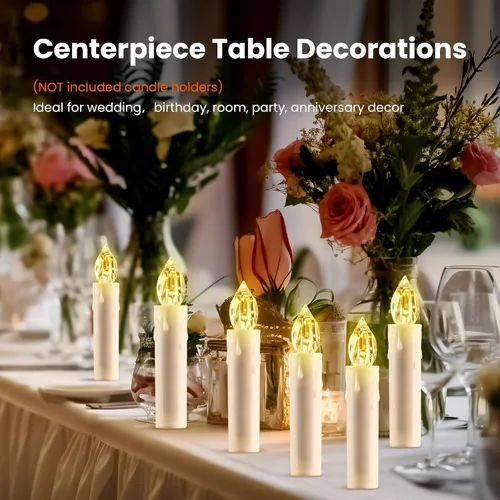 Miniatura 3 de JOSU Velas sin llama, 12 luces LED parpadeantes, funciona con pilas, con temporizador y clips remotos, velas cónicas de ventana blanca cálida