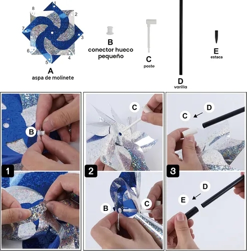 Miniatura 6 de Hausse Paquete de 10 Molinillos Reflectantes, Molinillo Extra Brillante, Dispositivos Repelentes de Aves para Ahuyentar a los Pájaros del Patio