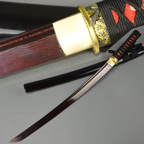 Miniatura 12 de Espada samurái Wakizashi hecha a mano, Katana de espiga completa, espada media, cuchillos japoneses hechos a mano listos para la batalla