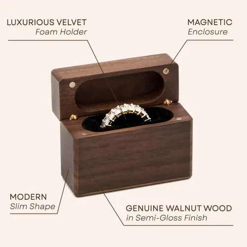Miniatura 9 de MUUJEE You Are My Universe Engraved Wooden Ring Box, Slim Engagement Proposal Ring Holder, Wedding Ceremony Ring Bearer Box, Fiance Gift Ideas