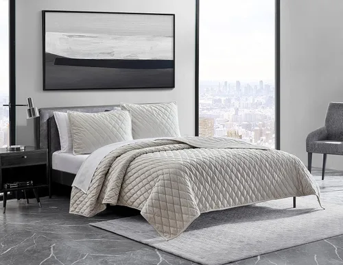 Miniatura 2 de Vera Wang - Juego de edredón King, lujoso juego de ropa de cama de terciopelo con fundas a juego, elementos esenciales modernos para la habitación